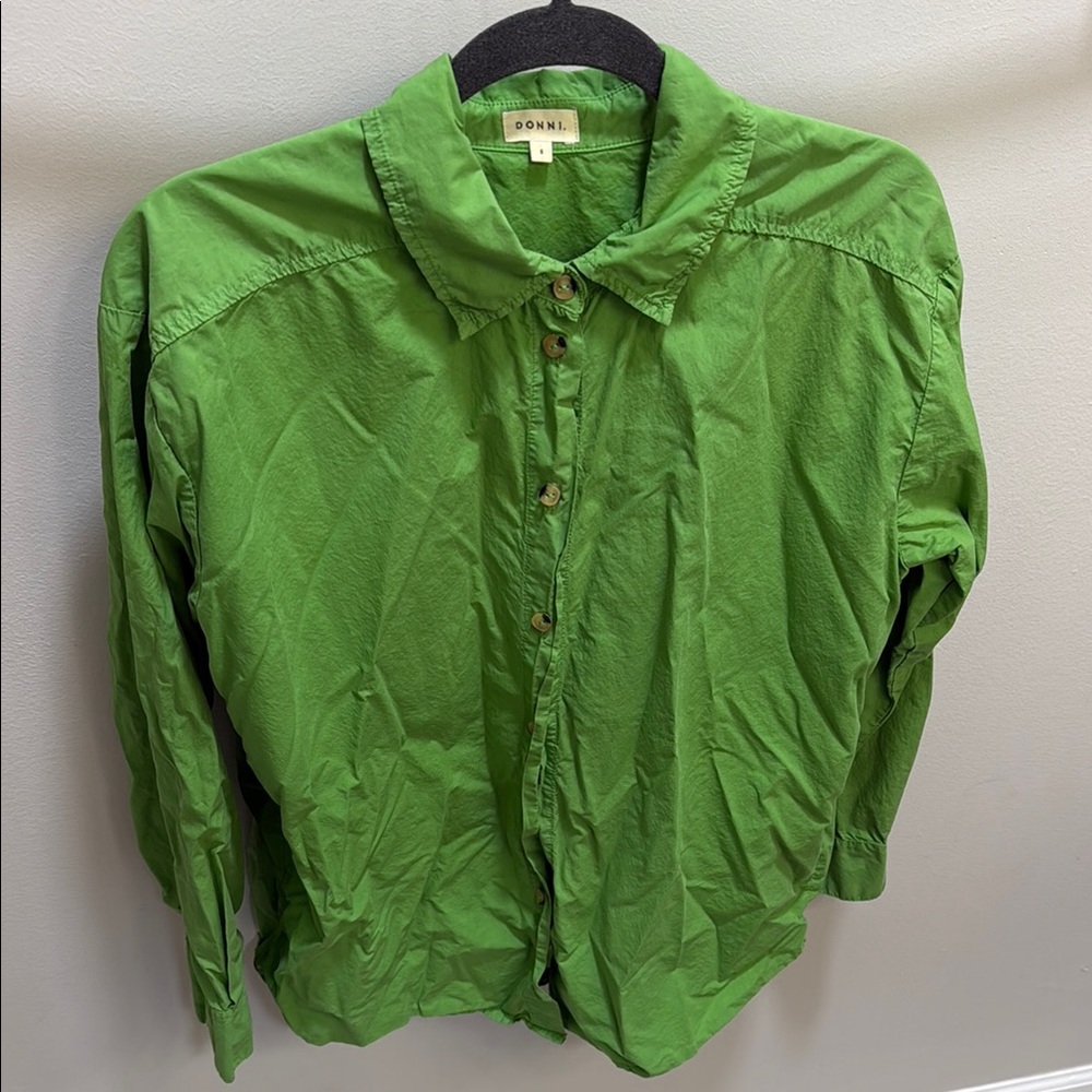 DONNI. Green Casual oversized Button Down Shirt. 100% Lightweight Cotton